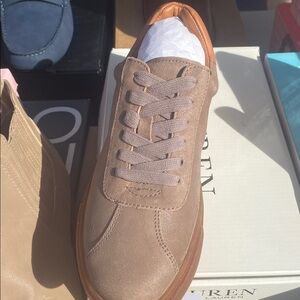 Kenneth Cole gentle souls Taupe Suede Athletic Sneaker with Brown Sole